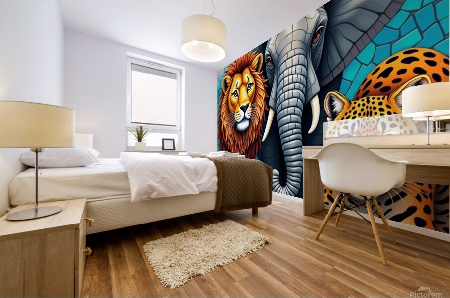 Flux Dev A vibrant mosaic artwork featuring a dyn Mural print