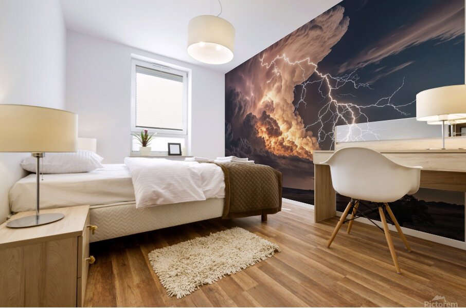 Sky. Dance of lightning and fire. Mural print