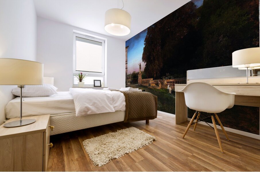 In the Park of the Villa Borghese [1886] by Oswald Achenbach [1827–1905] Mural print