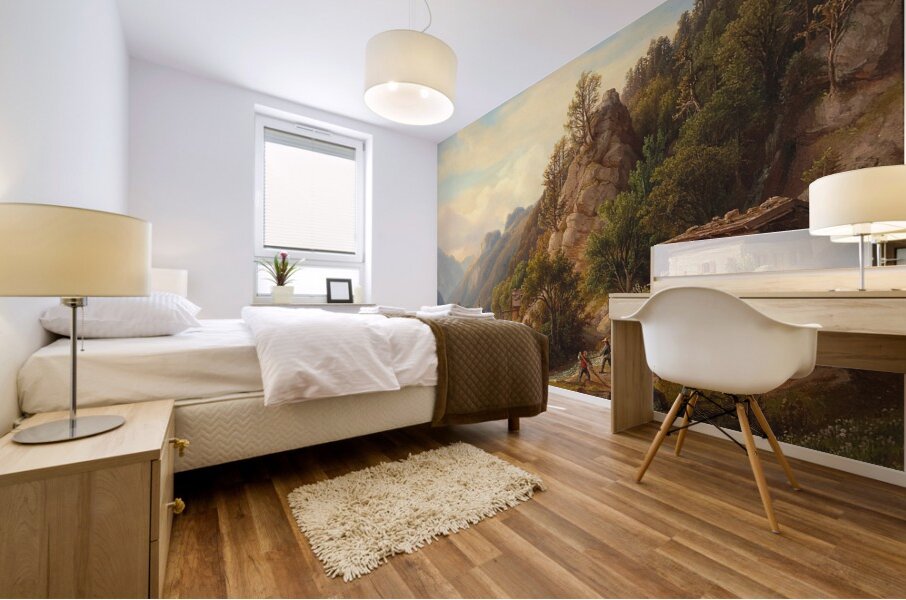 Partie Bey Frohnwies Am Wege Von Lofer Nach Salfelden Im Pinzgau by Anton Schiffer [1811–1876] Mural print