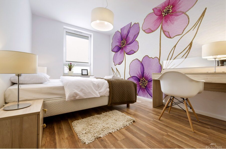 Golden Hour Blooms Mural print