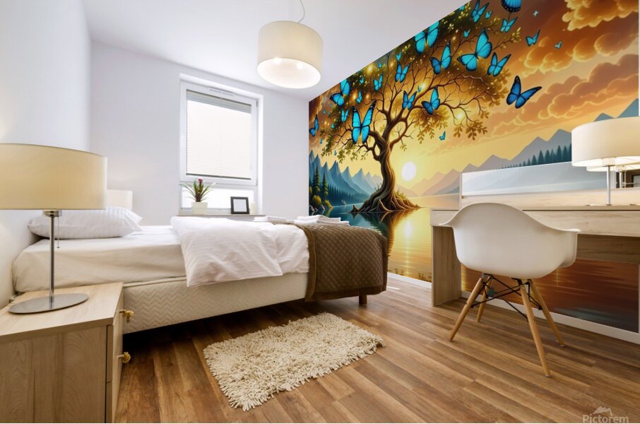 Emerald Butterflies Dream  Mural print