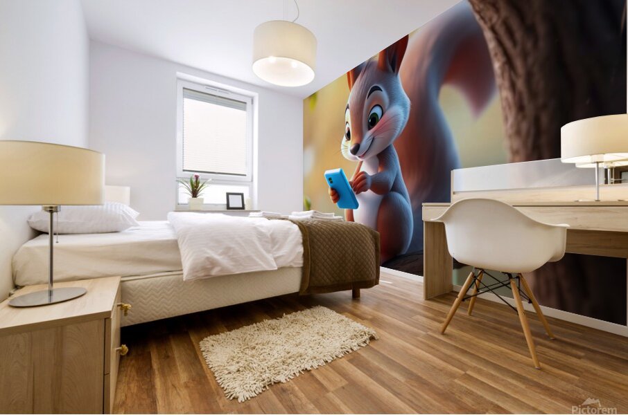 SQUIRREL WITH SMARTPHONE 3 Mural print