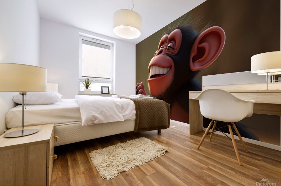 The Laughing Chimpanzee Mural print
