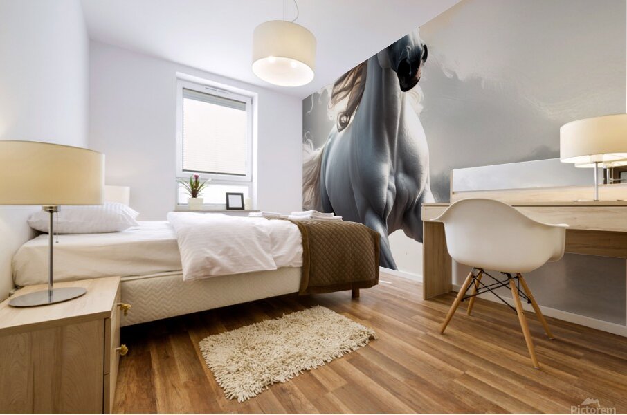 Majestic White Stallion in a Dreamy Realm Mural print