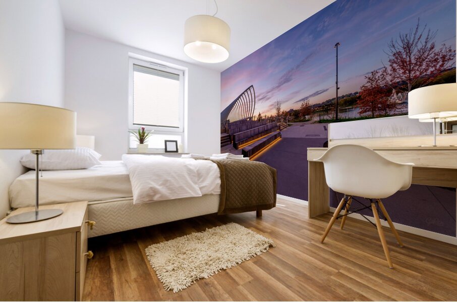 Purple Morning Omaha Riverfront Mural print
