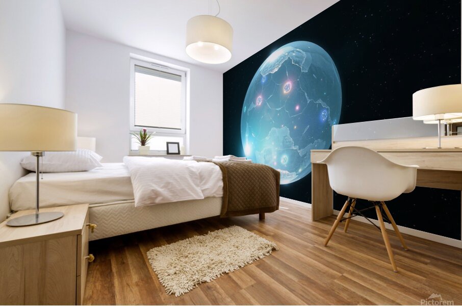  A Crystal Planet Floating in Deep Space Mural print