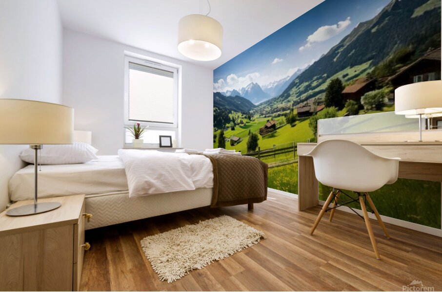  Stunning mural featuring the breathtaking beauty of the Swiss Alps Mural print