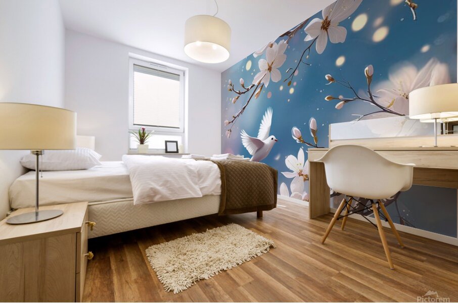 Peaceful Flight in Bloom Mural print