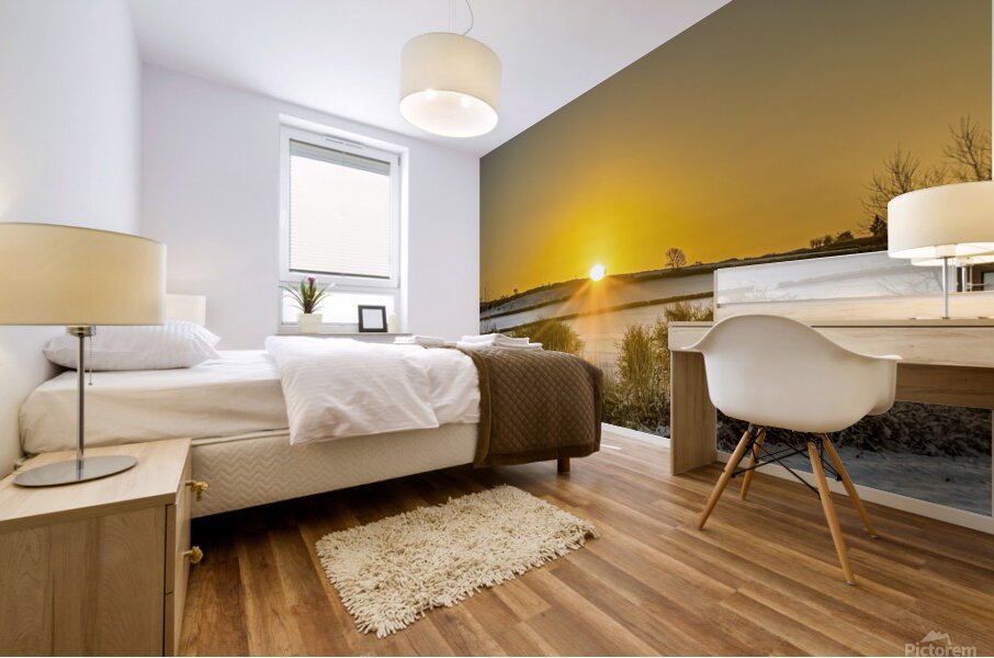 Sunrise over a Farmers field Mural print