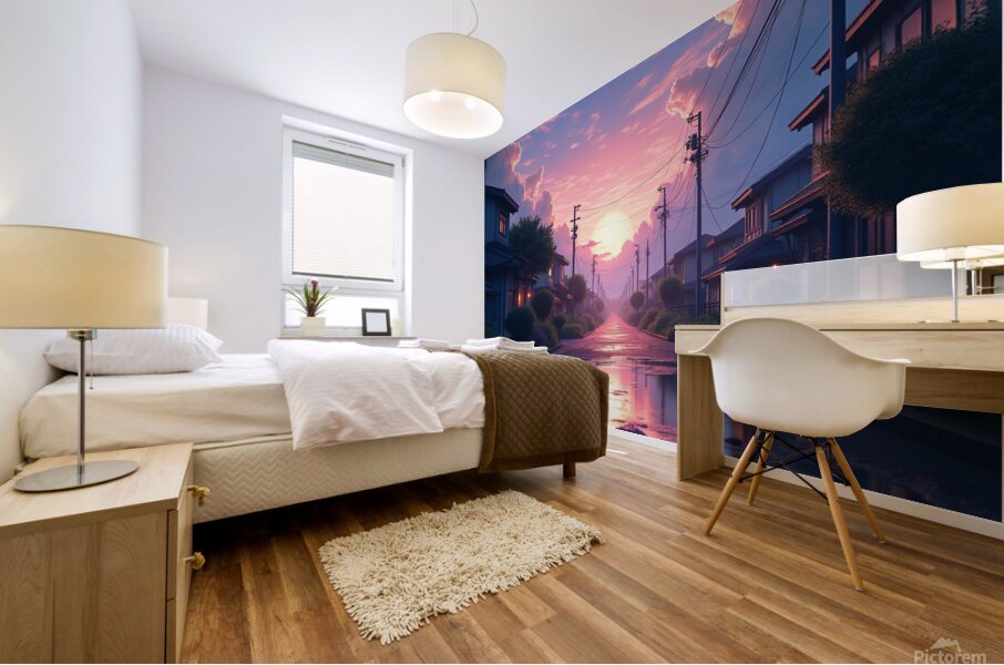 Prismatic Whispers in the Urban Mist Mural print