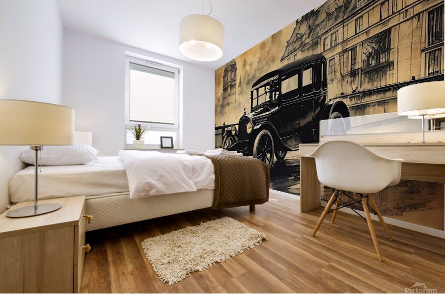 taxi cab vintage retro car london Mural print