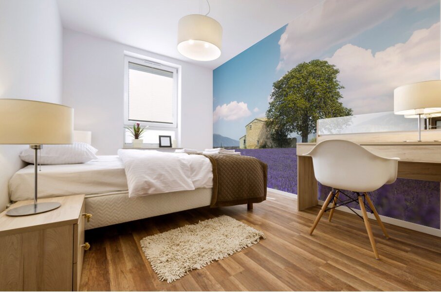 Lavender field a house and a tree. Provence France Mural print