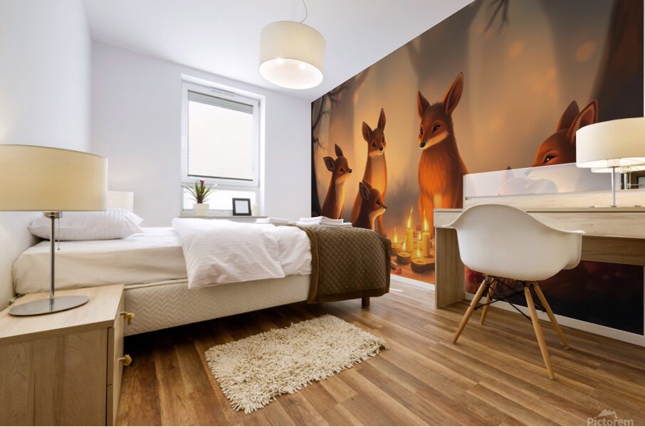 A digital painting depicting a soft dreamy atmosp Mural print