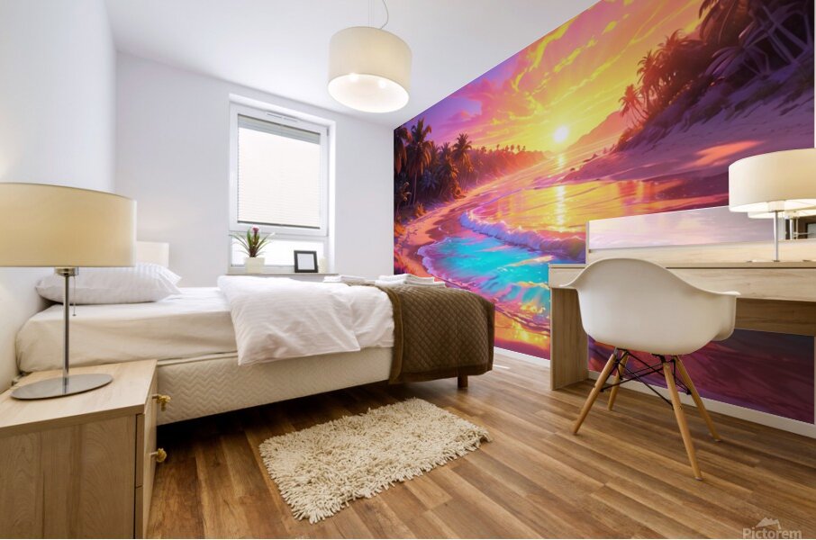 Tropical sunset magic Mural print