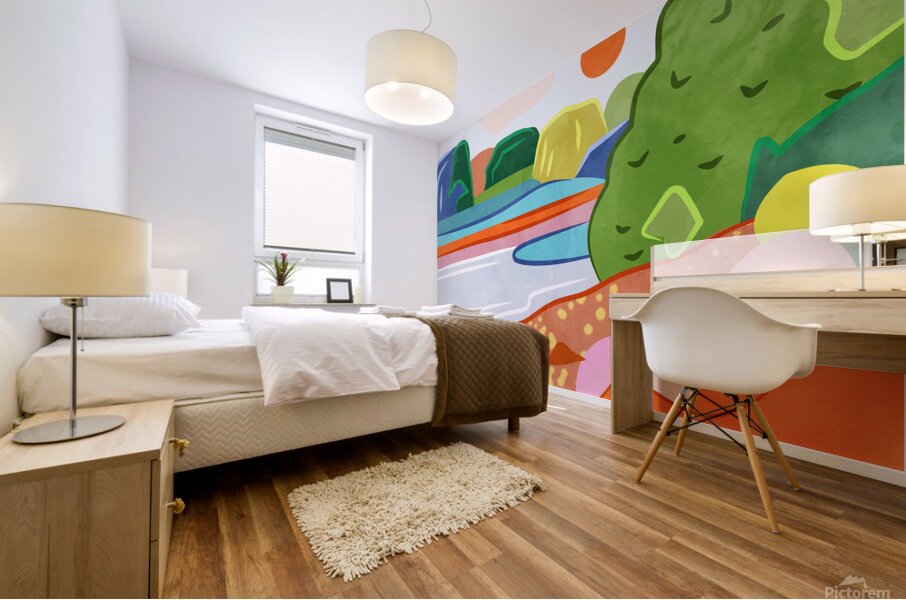 Pastel Sunset Over the Valley Mural print