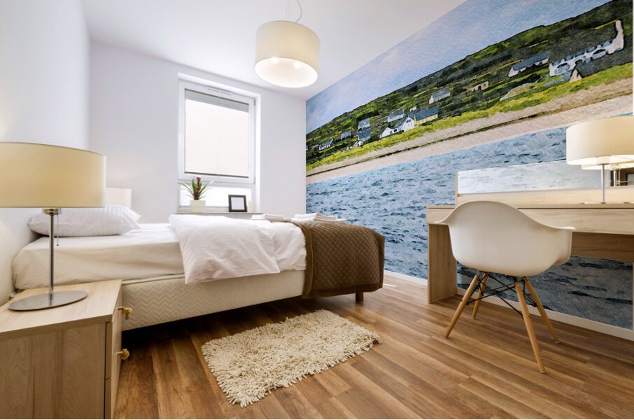 Watercolor landscape of Inishmore on the Aran Islands in Ireland Mural print