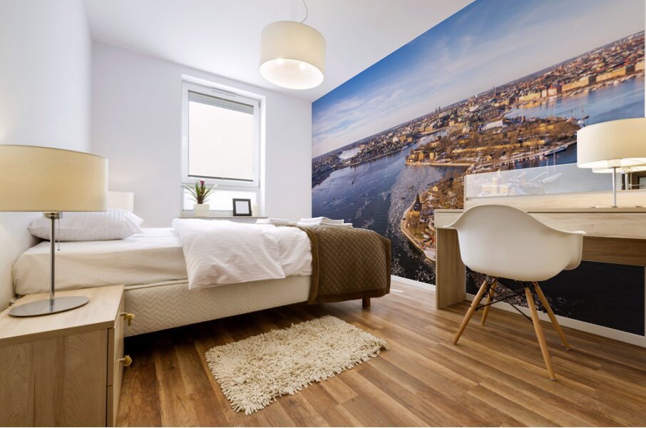 Panoramic view of Stockholm Sweden skeppsholmen kastellet and the old town Mural print