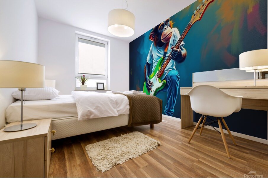Singe guitariste  Mural print