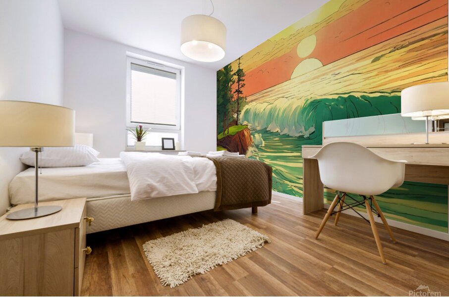 Tropical Paradise | Sketch-Style Beach Illustration Mural print