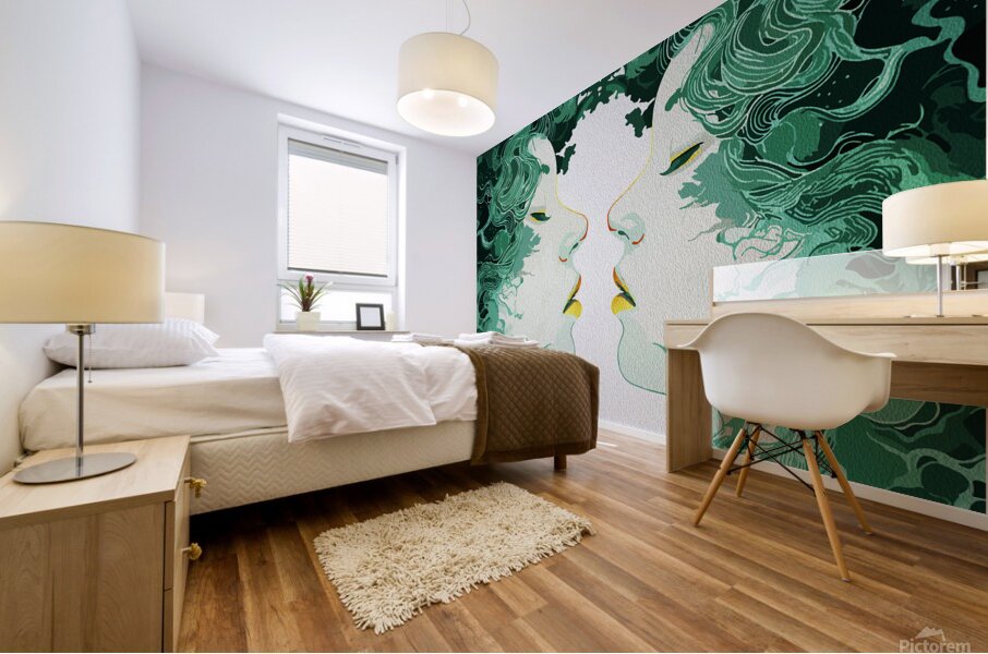 Ethereal Duality – Surreal Mirror Reflection Mural print