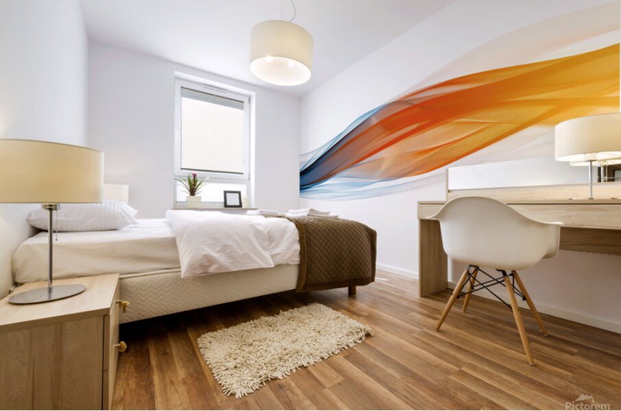 Coloured waves on a white background Mural print