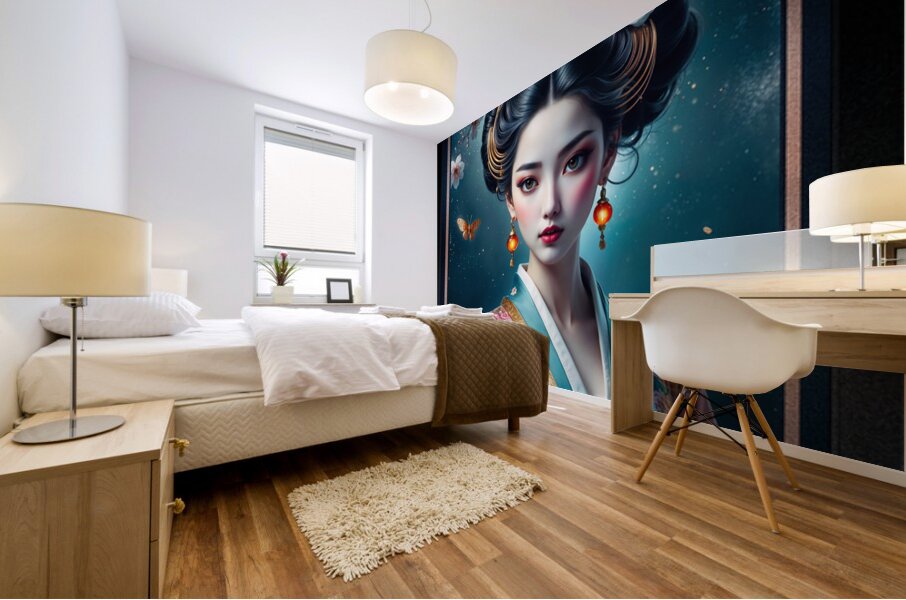 The Essence of Elegance Timeless Portrait of Aiko Nishikawa Captivating AI Concept Art by Xzendor7 Mural print