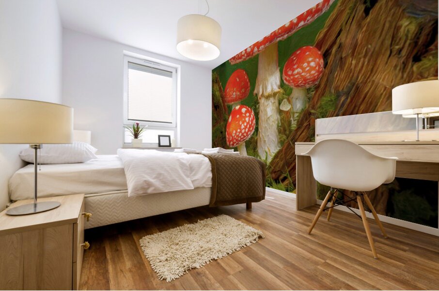 Red Spotted Toadstools Mural print