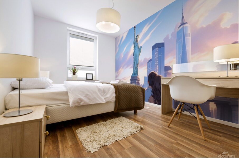 Couple in New York illustration Mural print