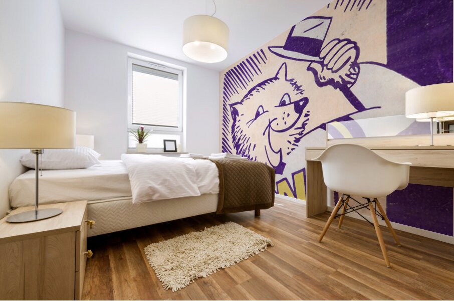 1950s Washington Husky Cartoon Art Mural print