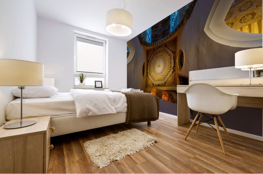 Ceiling Geometry in Blue Mural print