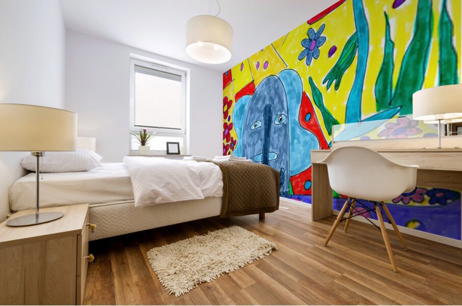 Abstract Colourful Elephant Mural print