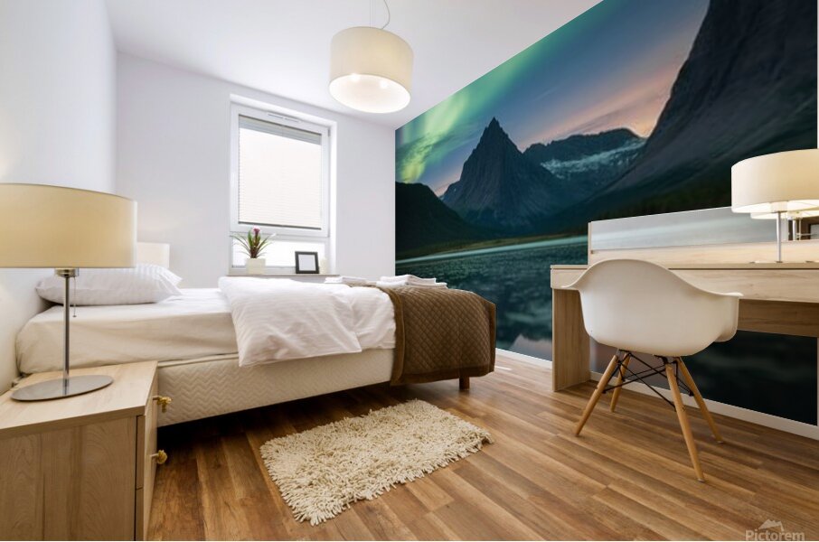 a photograph of a serene mountain landsc 17Z88yDa Mural print