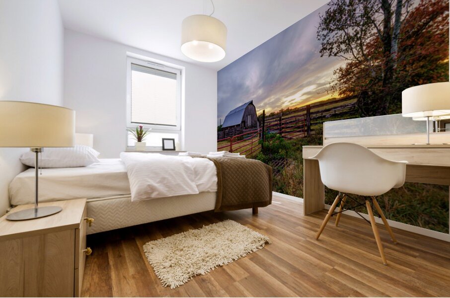 Ozarks Barn October Sunset Mural print