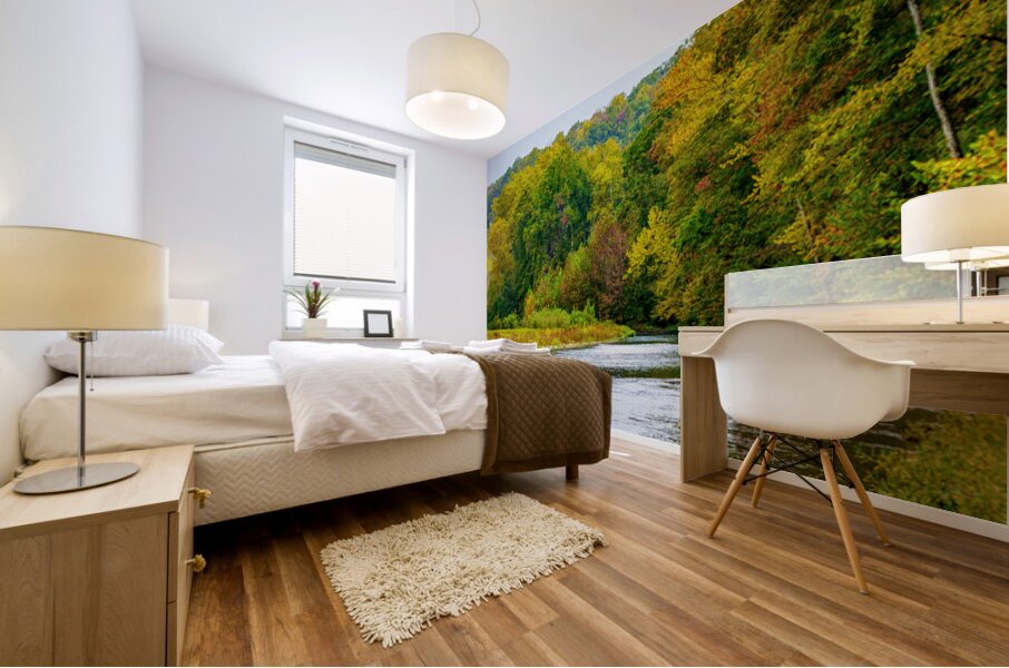 North Fork River Flows Into Fall Mural print