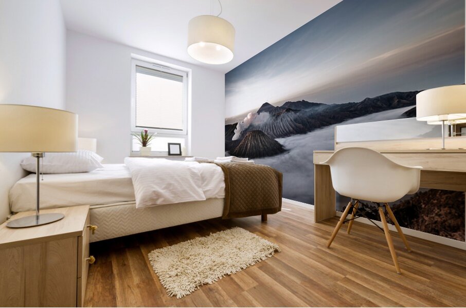 The majestic awakening of the Bromo volcano in Java Mural print