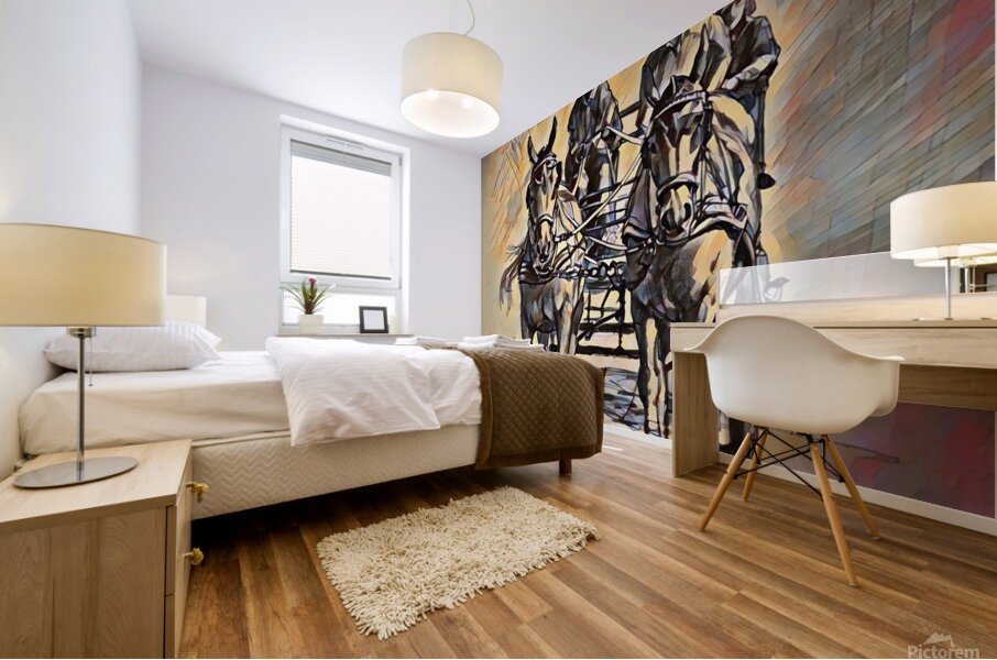 ArtXcl 310 horses carriage drawing Mural print