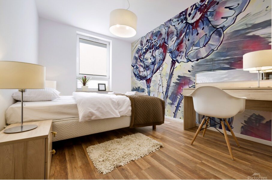 ArtXcl 338 poppies real pencil sketch Mural print