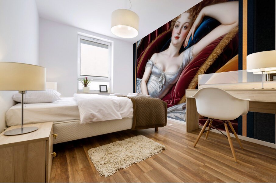 Lady Mirella Gianetta Reclining On Velvet Chaise Portrait Mesmerizing AI Concept Art by Xzendor7 Mural print