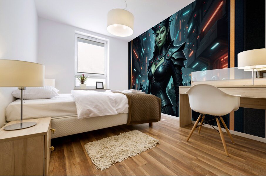 Vaelthra Vornis Leads Her Iron Fangs Through Thorenbah Striking AI Concept Art by Xzendor7 Mural print