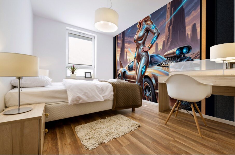 Retro-Futuristic Portrait Of Suralia Valdis By Telivus Cruiser Striking AI Concept Art by Xzendor7 Mural print