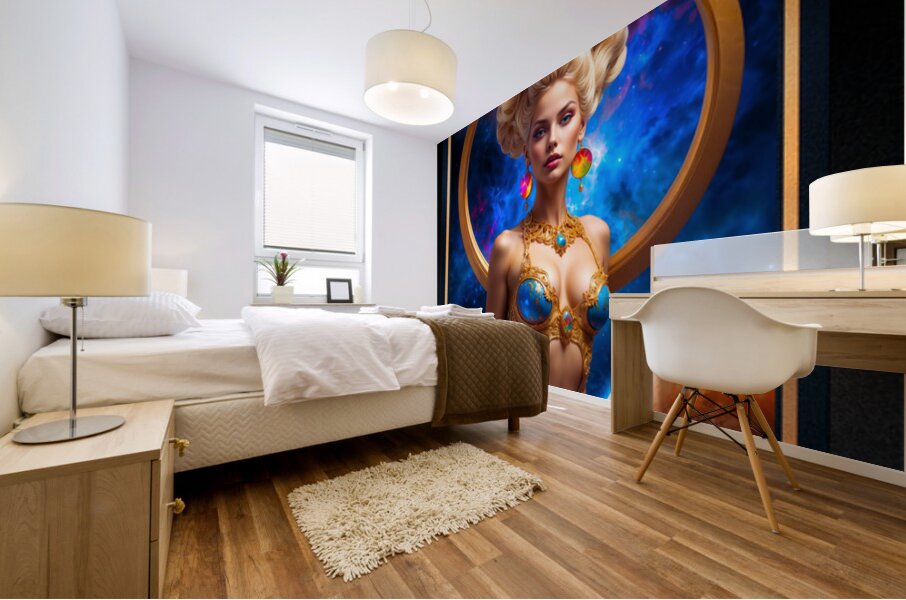 Celestial Sovereign Seraphia Solis Empress Of The Stars Mesmerizing AI Concept Art by Xzendor7 Mural print