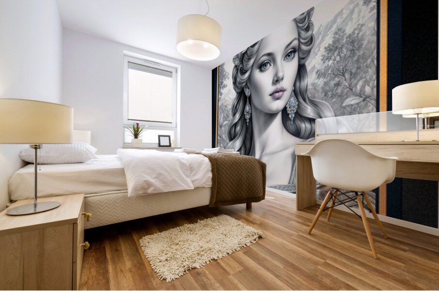 Lady Vaelorin Silvanius In The Garden Of Valtoris Of Aerelon Mesmerizing AI Concept Art by Xzendor7 Mural print