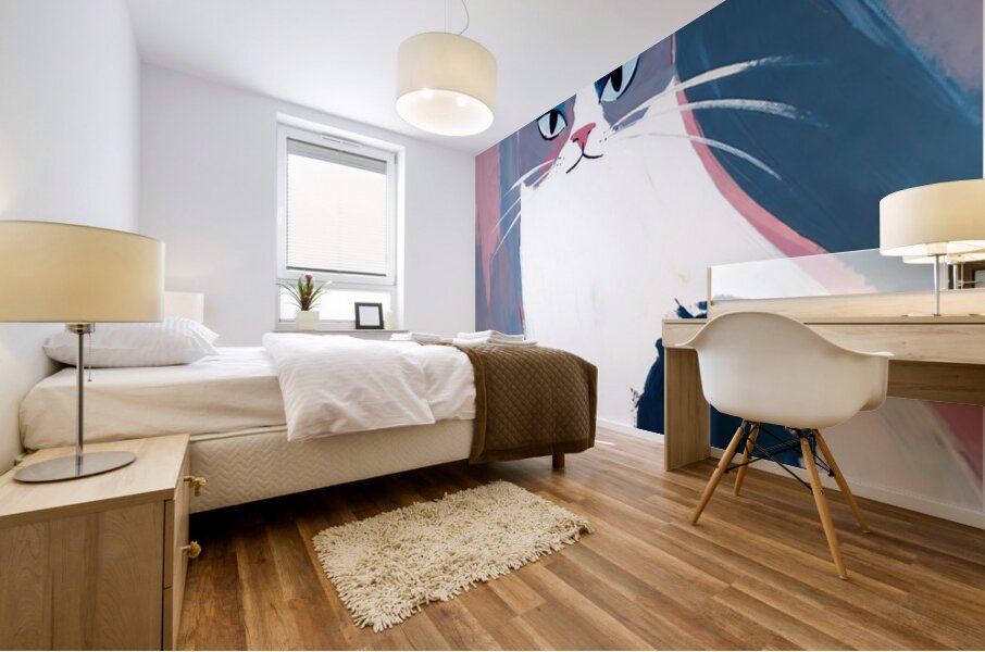 Sleek Blue and Pink Ragdoll Cat Portrait Art Mural print