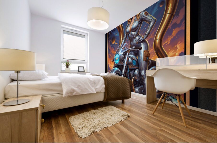 Retro-Futuristic Portrait Of Lady Tsira Zaltera On Solara Gorgeous AI Concept Art by Xzendor7 Mural print