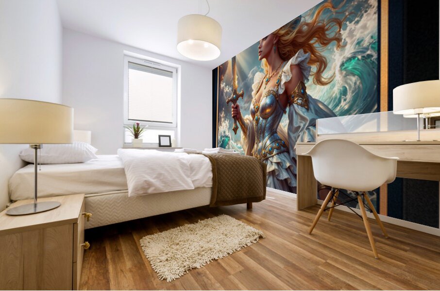 Unveiling Aquilona Luminia Goddess of Water and Light Msmerizing AI Concept Art by Xzendor7 Mural print