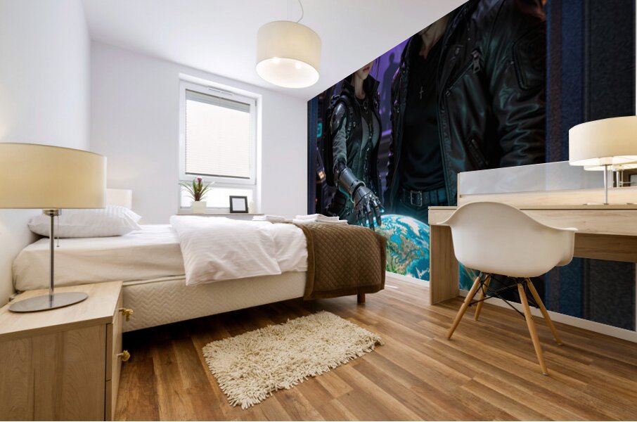 Celestial Earth Guardians Dyra Lelphen And Breason Jurinsen Captivating AI Concept Art by Xzendor7 Mural print