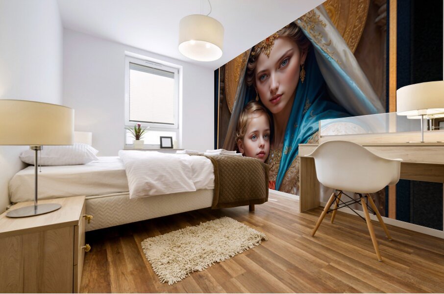 Circolo Aureo di Serenia Portrait Of Lehrenia and Aurelio Angelic AI Concept Art by Xzendor7 Mural print