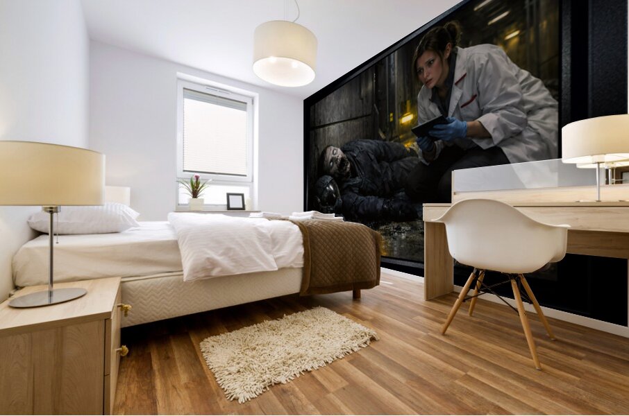 Doctor Zora Ventin Amidst The Horror of Zevtron III Striking AI Concept Art by Xzendor7 Mural print