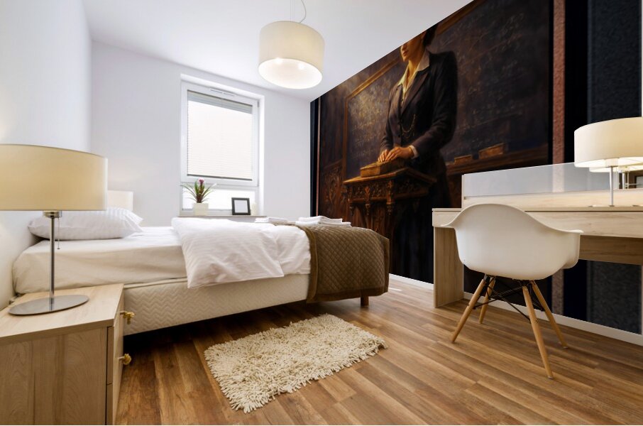 Portrait Of The Brilliant Mathematician Eleonore de Valois Introspective Portrait AI Concept Art by Xzendor7 Mural print